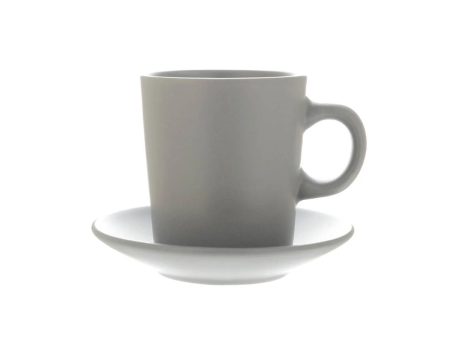 Ceramic Coffee Cup and Coaster Set (90mL)(Gray) For Sale